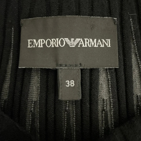 Emporio Armani Dress Knitted Striped Knee Length Size 38 XS Black Gray White - Picture 8 of 13